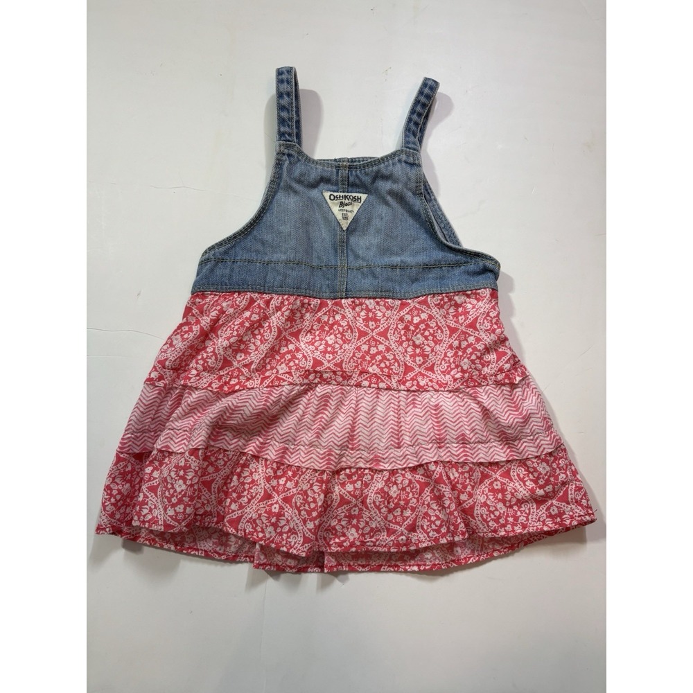 Oshkosh B'gosh Dress Double Tier Floral‎ Layer Denim Adjustable Straps Girls 2T - Picture 5 of 10